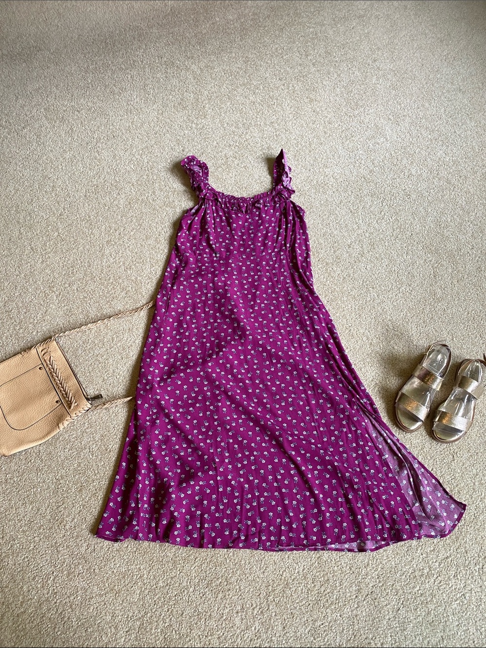 LOFT Magenta Floral Maxi Dress